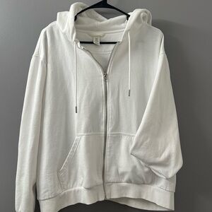 White Zip-Up Hoodie